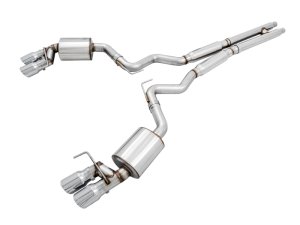 Ford Mustang Performance Exhaust - AWE Tuning - Cat Back Touring Edition Quad Tip - Chrome Silver - `18-`27